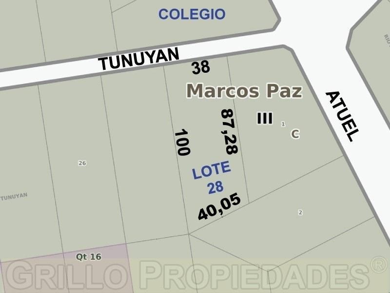  de Lote de terreno por 3559 metros cuadrados. Barrio Urioste, Marcos Paz.
